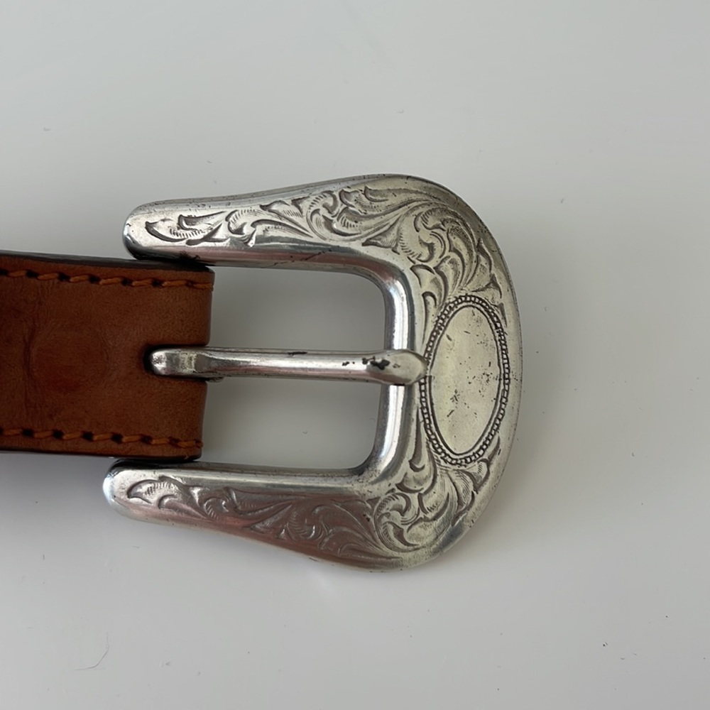 Eddie Bauer 1993 Brown  Leather Beaded Western Belt Size 30 - Picture 2 of 16